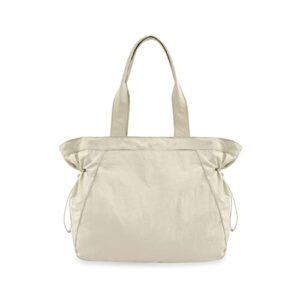 ododos 18l side-cinch shopper bags lightweight shoulder bag tote handbag for shopping workout beach travel, ivory