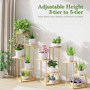 MUDEELA Plant Stand Indoor, 5 Tier Bamboo Corner, Tall Shelf Multiple Plant Holders for Indoor, Outdoor, Corner, Living Room, Balcony, and Bedroom