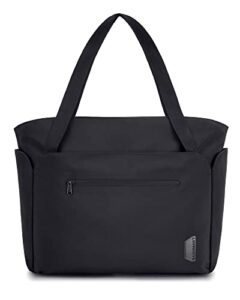 bagsmart women tote bag large handbag tote with zipper black shoulder bag with pocket (black-1)