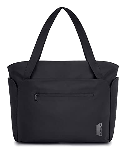 BAGSMART Women Tote Bag Large Handbag Tote With Zipper Black Shoulder Bag With Pocket (Black-1)