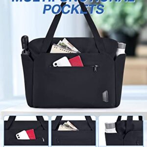 BAGSMART Women Tote Bag Large Handbag Tote With Zipper Black Shoulder Bag With Pocket (Black-1)