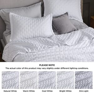 Bedsure Queen Quilt Bedding Set - Soft Ultrasonic Full/Queen Quilt Set - Clover Bedspread Queen Size - Lightweight Bedding Coverlet for All Seasons (Includes 1 White Quilt, 2 Pillow Shams)