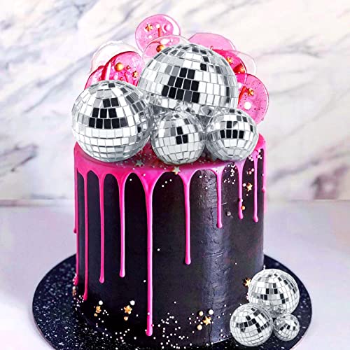 14 Pcs Disco Ball Cake Topper, Disco Cake Decorations for Birthday, Bachelorette Party, 70s 80s 90s Theme Disco Party Decorations Supplies