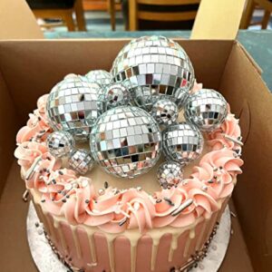 14 Pcs Disco Ball Cake Topper, Disco Cake Decorations for Birthday, Bachelorette Party, 70s 80s 90s Theme Disco Party Decorations Supplies