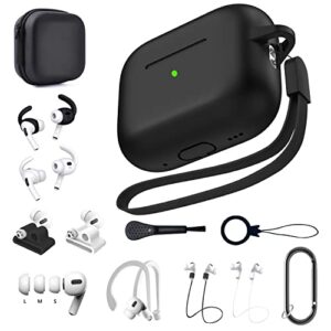 polislime airpods pro 2nd generation case,16 in 1 airpod pro 2nd accessories set kit, anti-lost straps/watch band holder/ear hooks/storage box/ear tips/wrist lanyard/keychain for airpods pro 2nd case