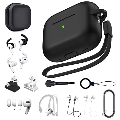 Polislime Airpods Pro 2nd Generation Case,16 in 1 Airpod pro 2nd Accessories Set Kit, Anti-Lost Straps/Watch Band Holder/Ear Hooks/Storage Box/Ear Tips/Wrist Lanyard/Keychain for Airpods Pro 2nd Case