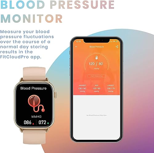 yussa Blood Pressure Smartwatch | Android Smartwatch &iPhone Compatible | Answer/Make Calls | Speaker | 2Straps | 1.86'' Full Screen | Fitness &Health Tracking | +20 Sports | Man and Woman (Pink)