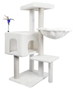 aiwikide cat tree has scratching toy with a ball activity centre cat tower furniture jute-covered scratching posts,beige
