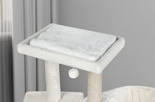 AIWIKIDE Cat Tree Has Scratching Toy with A Ball Activity Centre Cat Tower Furniture Jute-Covered Scratching Posts,Beige