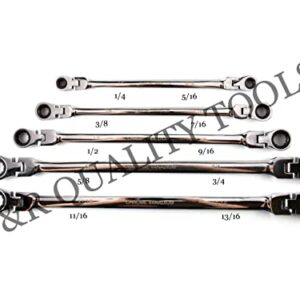 VCT 5pc Flex-Head Double Box End Ratcheting Wrenches CrV XL Design SAE 1/4" Through 13/16"…