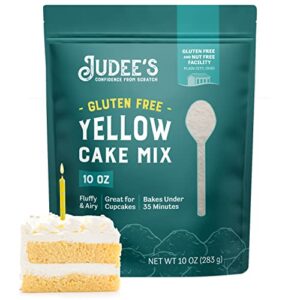 judee's yellow cake mix 10 oz - baking supplies - super moist and rich - great pantry essential - 100% non-gmo, gluten-free and nut-free - use for baking and decorating