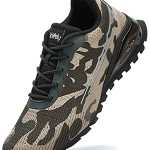 Kricely Men's Trail Running Shoes Fashion Hiking Sneakers Lightweight Tennis Cross Training Shoe Camouflage Non-Slip Walking Footwear Size 9.5