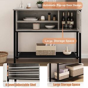 IDEALHOUSE Buffet Storage Cabinet, Coffee Bar Cabinet with Storage, Kitchen Farmhouse Buffets and Sideboards with Door and Shelves Wood Console Table for Entryway, Dinning, Living Room