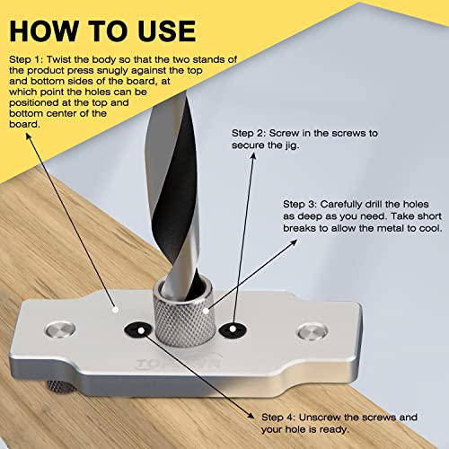 TOPOWN Aluminum Dowel Jig Kit Floating Shelf Bracket Jig 1/2" Dowel Jig Dowel Jig Self Centering Jig for Floating Shelf Dowel Jig for Straight Hole Centering Drill Jig Doweling Jig(Drill Not Included)