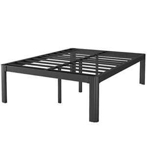 fdlogw 18 inch cal king bed frame, tall metal platform california king size bed frames with round-corner leg, heavy duty steel slat mattress foundation, easy assembly, noise-free, no box spring needed