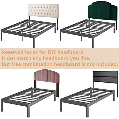 FDLOGW 18 Inch Cal King Bed Frame, Tall Metal Platform California King Size Bed Frames with Round-Corner Leg, Heavy Duty Steel Slat Mattress Foundation, Easy Assembly, Noise-Free, No Box Spring Needed