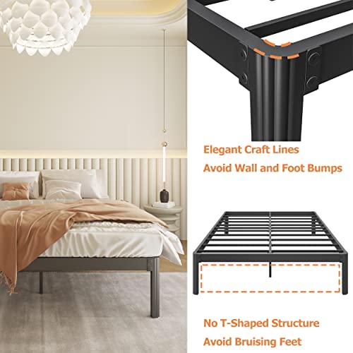 FDLOGW 18 Inch Cal King Bed Frame, Tall Metal Platform California King Size Bed Frames with Round-Corner Leg, Heavy Duty Steel Slat Mattress Foundation, Easy Assembly, Noise-Free, No Box Spring Needed