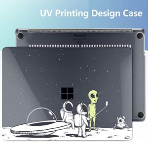 MEEgoodo Case for 13.5" Microsoft Surface Laptop 5/4/3 with Alcantara Palm Rest for Model 1950/1769/1867/1958, Clear Laptop Hard Shell Cases with Keyboard & Webcam Cover, Astronauts & Alien