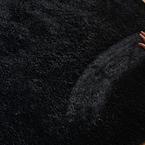 Arbosofe Fluffy Soft Area Rugs for Bedroom Living Room, Black Shaggy Rugs 5 x 7 Feet, Carpet for Kids Room, Throw Rug for Nursery Room, Fuzzy Plush Rug for Dorm, Cute Room Decor for Baby