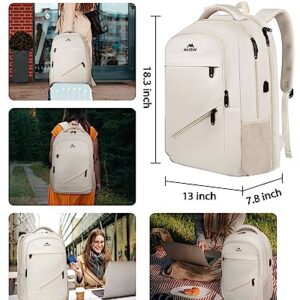 MATEIN 17 inch Laptop Backpack for Women, Big Travel Backpack Airline Approved with Luggage Strap, Heavy Duty Work Bag with USB Charging Port, Water Resistant Bag for College, Beige