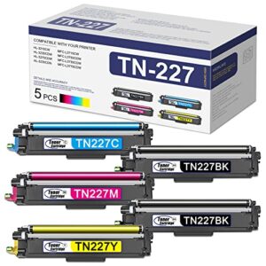 tn-227bk tn-227c tn-227m tn-227y high yield toner: compatible tn227 toner cartridge 5 pack replacement for brother tn227 hl-3230cdw 3270cdw 3290cdw 3230cdn dcp-l3550cdw printer, sold by werlike