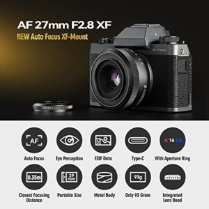 TTARTISAN (2022 Upgrade) TTartisan 27mm F2.8 Autofocus Lens, Compatible with Fuji X-Mount Cameras XS10 X-E4 X-T10 X-T20 X-T3 X-T4 X-T100 X-T200 X-T30 X-Pro1 X-Pro2 X-Pro3 X-E1 (Titanium-27mm F2.8)