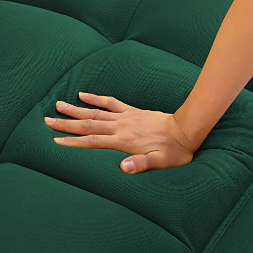 Betoko Convertible Futon Sofa Bed Sleeper Twin Size, Modern Reclining Linen Split Back Sofa Couch with Pillow Top Arm for Compact Living Room,Apartment (Green),(PTARMFUTON)