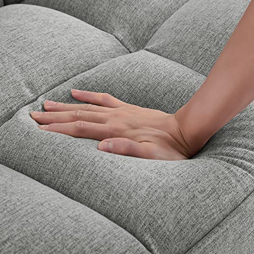 Betoko Convertible Futon Sofa Bed Sleeper Twin Size, Modern Reclining Linen Split Back Sofa Couch with Pillow Top Arm for Compact Living Room,Apartment (Grey)