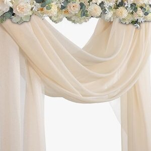 Mohoeey 20ft Ivory Wedding Arch Draping Fabric,Sheer Backdrop Curtains Draps Decorations for Wedding Ceremony Party Ceiling Home Decoration