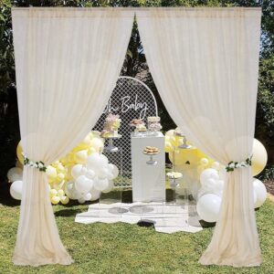 Mohoeey 20ft Ivory Wedding Arch Draping Fabric,Sheer Backdrop Curtains Draps Decorations for Wedding Ceremony Party Ceiling Home Decoration