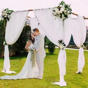 Mohoeey 20ft White Wedding Arch Draping Fabric,Sheer Backdrop Curtains Draps Decorations for Wedding Ceremony Party Ceiling Home Decoration