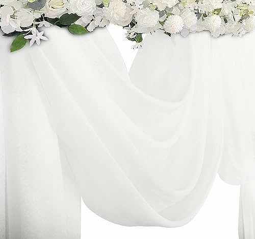 Mohoeey 20ft White Wedding Arch Draping Fabric,Sheer Backdrop Curtains Draps Decorations for Wedding Ceremony Party Ceiling Home Decoration