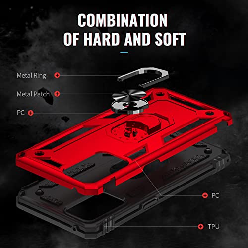 LONUO Phone Case Cover Compatible with Oppo Reno 6 5G Case Mobile Phone with Magnetic Holder Case, Heavy Duty Shockproof Protection Compatible with Oppo Reno6 (5G) Bags Sleeves (Color : Vermelho)