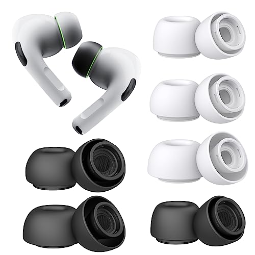 Polislime 6-Pair Replacement Ear Tips for AirPods Pro & AirPods Pro 2nd Generation with Noise Reduction Hole,No Silicone Eartips Pain,Anti Slip Soft Ear Tips Compatible Airpods Pro/Pro 2 (Sizes S/M/L)