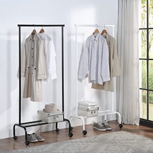 SunnyPoint Durable Compact Rolling Garment Rack with Shelf (GR-1TC, WHT)