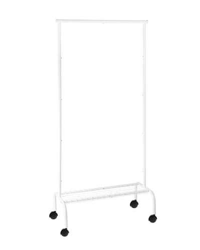 SunnyPoint Durable Compact Rolling Garment Rack with Shelf (GR-1TC, WHT)