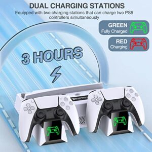 Gammeefy PS5 Accessories Cooling Station with Controller Charging Station for PS5 Digital/Disc Version Console, PS5 Stand Holds PS5 Controller, Headset, Remote Control, 11 Game Slots