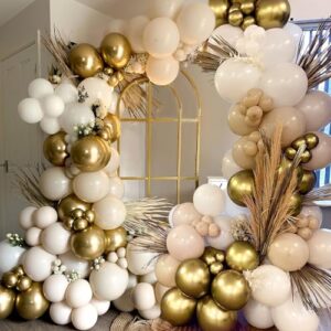 sand white ballons garland, blush balloon garland, boho beige balloon garland,retro sand white chrome gold natural balloons decoration, beige gold balloon arch for baby shower birthday decorations