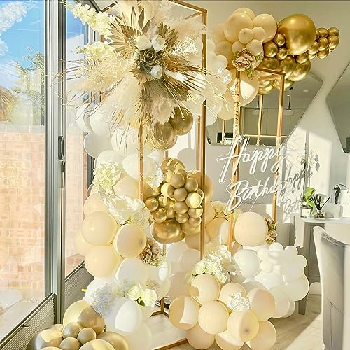 Sand White Ballons Garland, Blush Balloon Garland, Boho Beige Balloon Garland,Retro Sand White Chrome Gold Natural Balloons Decoration, Beige Gold Balloon Arch for Baby Shower Birthday Decorations