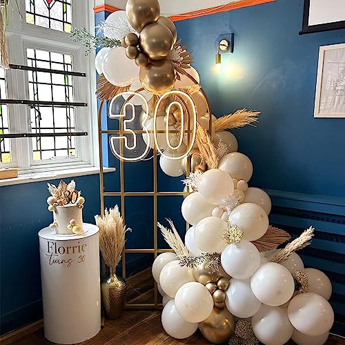 Sand White Ballons Garland, Blush Balloon Garland, Boho Beige Balloon Garland,Retro Sand White Chrome Gold Natural Balloons Decoration, Beige Gold Balloon Arch for Baby Shower Birthday Decorations