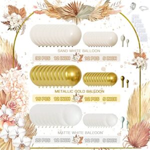 Sand White Ballons Garland, Blush Balloon Garland, Boho Beige Balloon Garland,Retro Sand White Chrome Gold Natural Balloons Decoration, Beige Gold Balloon Arch for Baby Shower Birthday Decorations