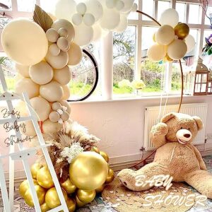 Sand White Ballons Garland, Blush Balloon Garland, Boho Beige Balloon Garland,Retro Sand White Chrome Gold Natural Balloons Decoration, Beige Gold Balloon Arch for Baby Shower Birthday Decorations