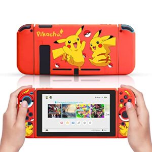 xcitifun designed for nintendo switch case switch joy-con tpu cases for girls boys kids cute kawaii character protective shell compatible with nintendo switch controller carrying cover - red mouse
