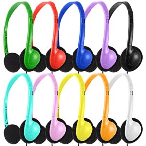 hongzan kids headphones bulk 10 pack multi color for classroom school, wholesale durable earphones class set for students teens children and adult (10 pack)