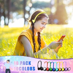 Hongzan Kids Headphones Bulk 10 Pack Multi Color for Classroom School, Wholesale Durable Earphones Class Set for Students Teens Children and Adult (10 Pack)