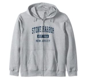 stone harbor new jersey nj vintage athletic sports design zip hoodie