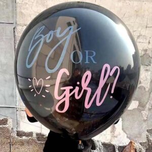 Gender Reveal Balloon with Confetti, 36 Inch Black Balloons x2 with Pink, Blue and Gold hearts Confetti for Boy or Girl Baby Shower Party Supplies Gender Reveal Decorations and Ideas Kit
