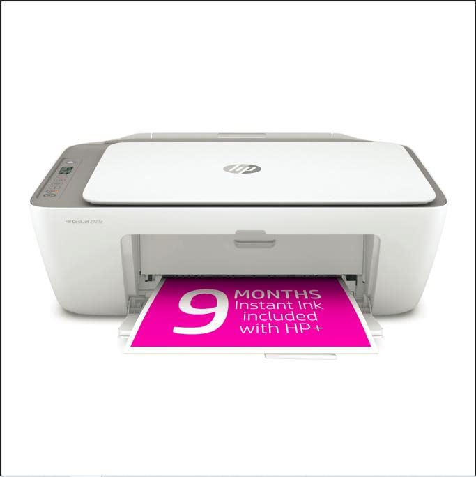 HP DeskJet 2723e All-in-One Wireless Color Inkjet Printer，Print Scan Copy - LCD Display, 4800 x 1200 dpi, 9 Months Free Instant Ink WiFi, Bluetooth, W/Silmarils Printer Cable Media Size