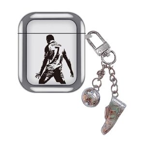 grtcopan cute airpod 2nd 1st case cover with keychain pendant silicone soft shell soccer athlete theme designed compatible with airpods 2/1 case