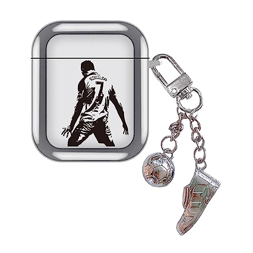 Grtcopan Cute AirPod 2nd 1st Case Cover with Keychain Pendant Silicone Soft Shell Soccer Athlete Theme Designed Compatible with AirPods 2/1 Case